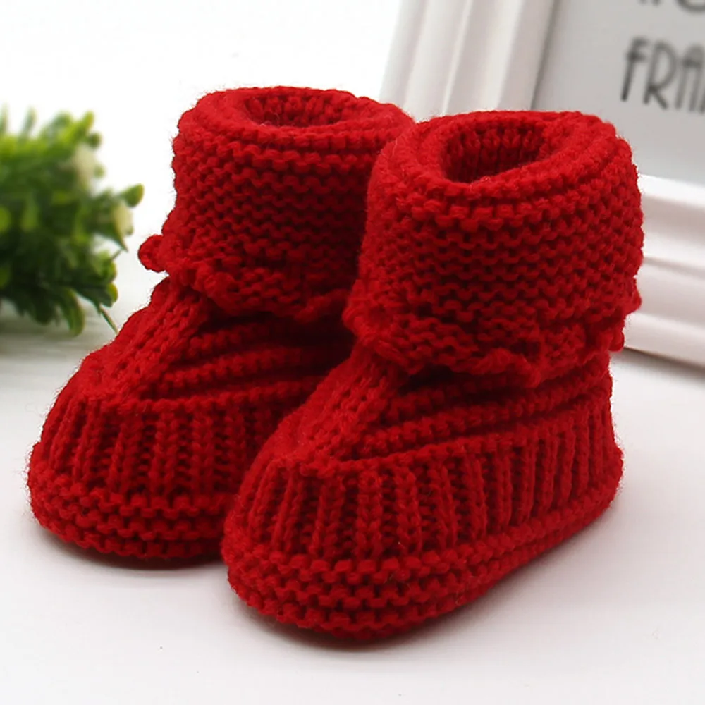 Christmas Toddler Newborn Baby Shoes Knitting Lace Crochet Shoes Buckle Handcraft Baby Girl Boy Shoes Chaussure Infantil Menina