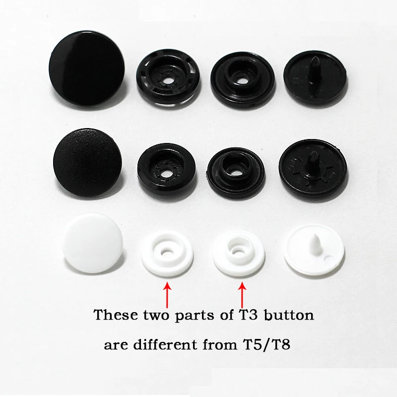 Wholesale 20/50/100 sets 10-14mm KAM Black/White Plastic Snap Button For Baby Clothes Press Stud Fasteners Clothing Accessories