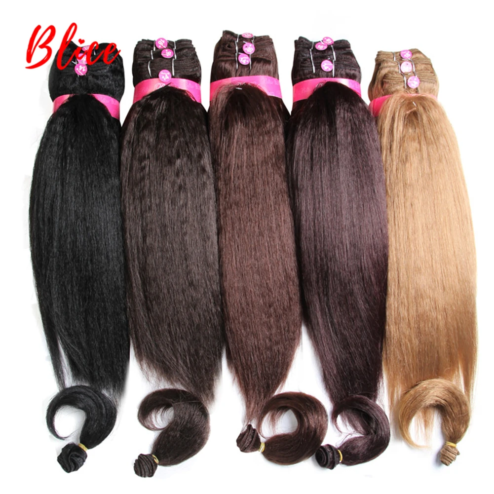 Blice-Extensions de Cheveux Synthétiques Crépus Lisses pour Femme, Tissage de Cheveux, Oke Echalon, Pure Document, 14 \