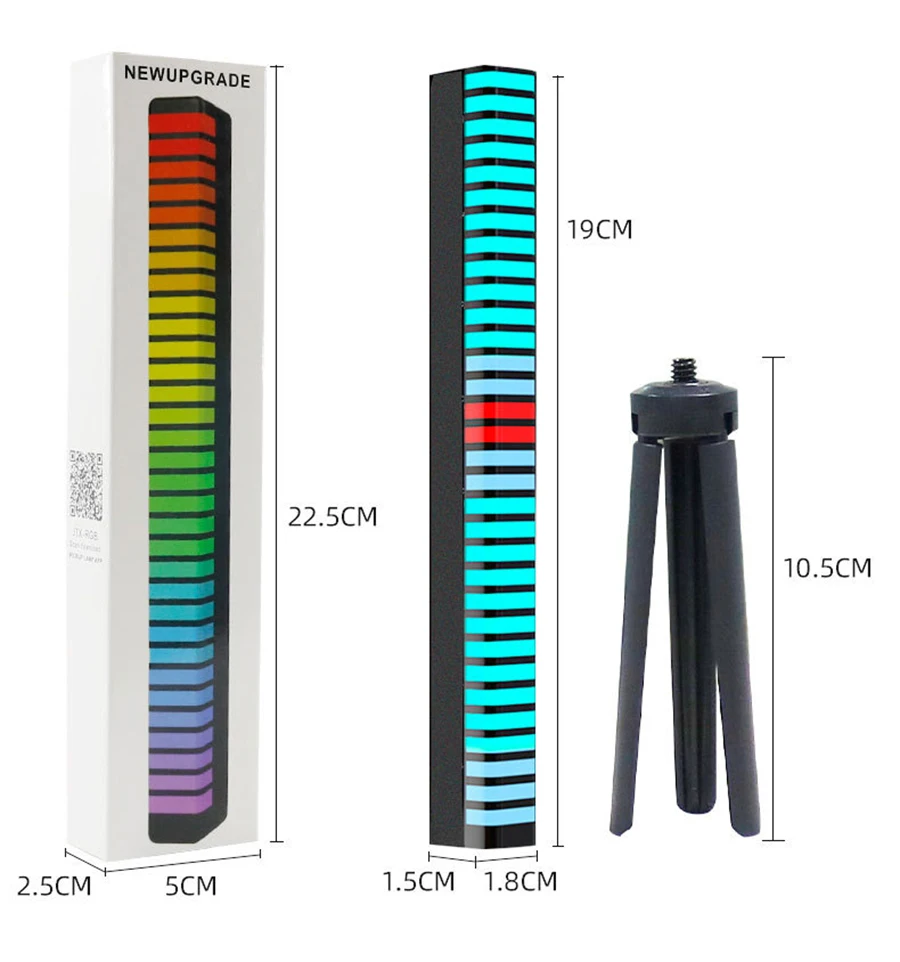 Barre lumineuse LED RVB avec affichage 3D de la musique ambiante, contrôle du son, lumière pendante 514-up, escales de voiture, lampe à tube coloré