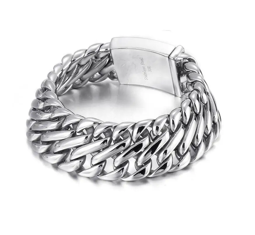 26mm 9 inch Men's Bracelet Keel Titanium Steel High Polished Link Chain Bracelet Casting Jewelry Great Gifts For Mens