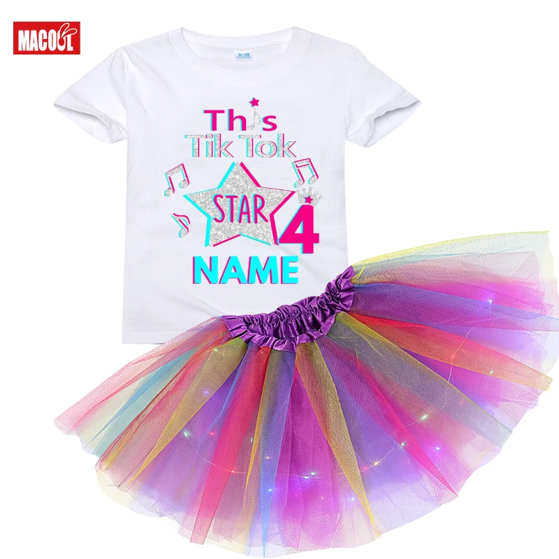 

Birthday Tutu Dress Girls Light Rainbow Skirts Girls Outfit Tutu Skirt Clothes 3nd Girls Set Personalized Name Party Princess 6T