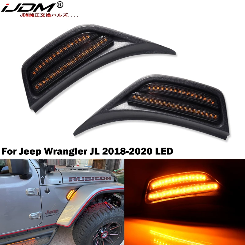 iJDM LED Front Fender Side Marker Light Turn Signal Lamp for Jeep 2018-2021 Wrangler JL JLU and for 2020-2021 Gladiator JT Truck