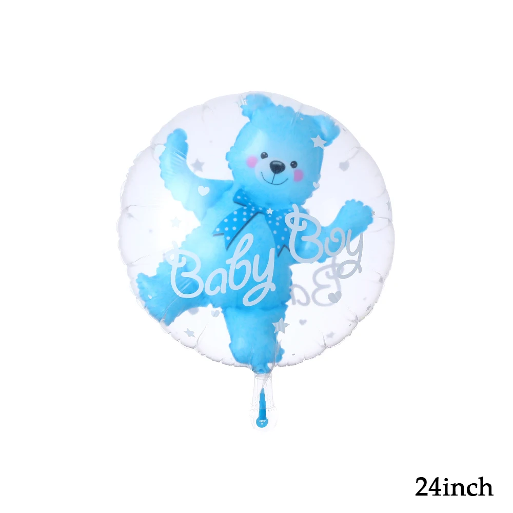 Transparente Bear Foil Balloons Set para Crianças, 4D, Azul, Rosa, Bubble Balloon, Baby Shower Decorações, Aniversário, Gênero Revelar, Menino,