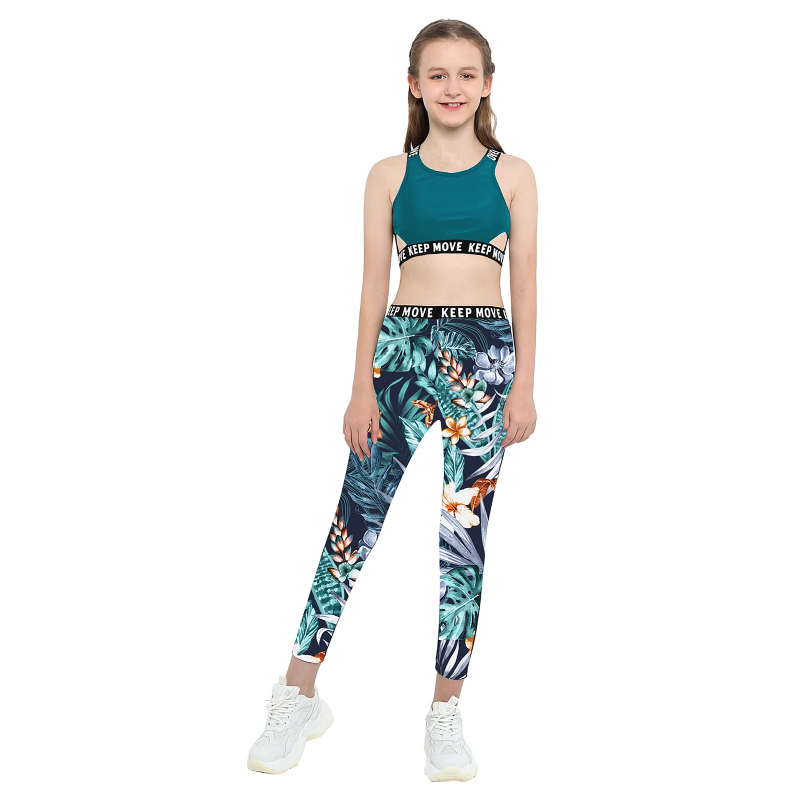 

Child Kids Girls Dance Yoga Sport Suit Tank Bra Tops Crop Top With Pants Leggings Set For Ballet Dance Gymnastics Workout Outfit