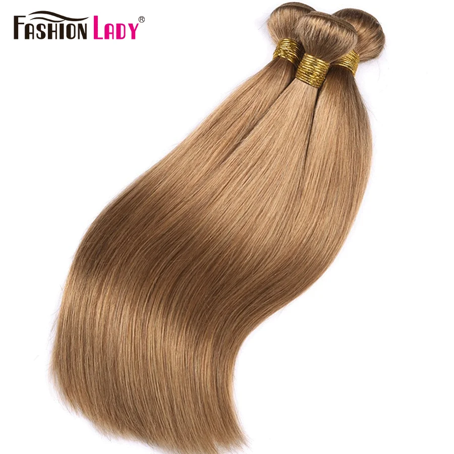 Fashion Lady – mèches brésiliennes Non Remy lisses, cheveux naturels, blond #27, pré-colorés, offres de lots de 3/4 par paquet