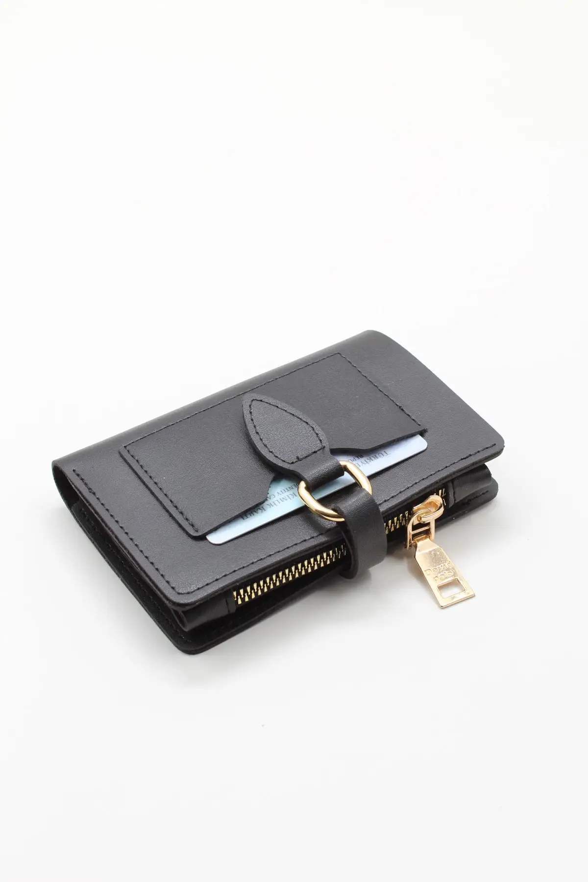 Women's Black Soft Leather Buckle Wallet