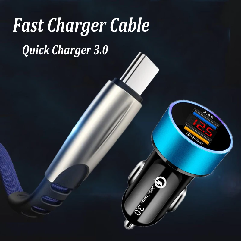 Fast Car Charger Cable For Xiaomi 11 Poco F3 M3 X3 NFC Redmi Note 10 10S 9 8 Pro Max Samsung Huawei Power Bank Type-c USB Cable