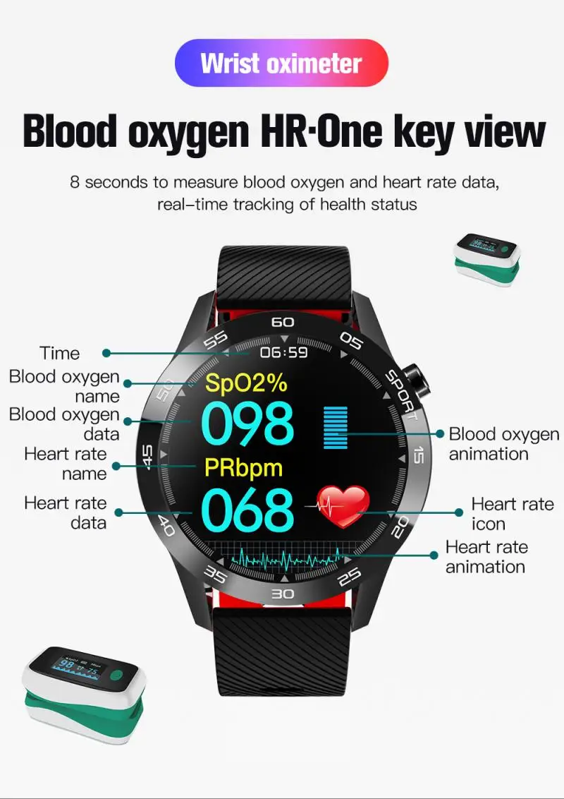 for Xiaomi Mi 10T Redmi 10X Note 9 Pro Note 9S Note 8T Smart Watches Bracelet Body Temperature Blood Oximeter Sports Heart Rate