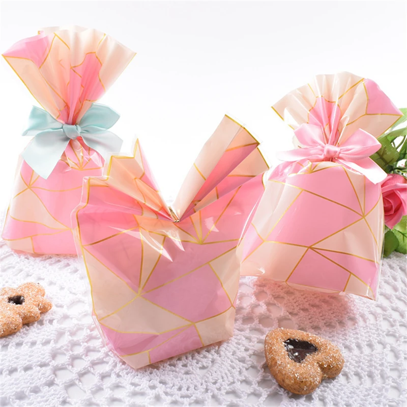50 Stück 14 x 20 cm gestreifte Taschen für gebackene Kekse, Süßigkeiten, Nougat, Verpackung, Hochzeit, Party, Dekoration, Geschenktüten (ohne Band) – Detail 4