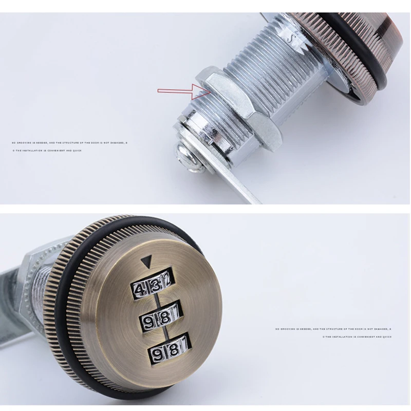 1pcs Zinc Alloy 3 Digit Dial Code Lock Drawer Digital Code Lock Cam Lock Locker, Mailbox, Mechanical Password Lock, File Cabinet