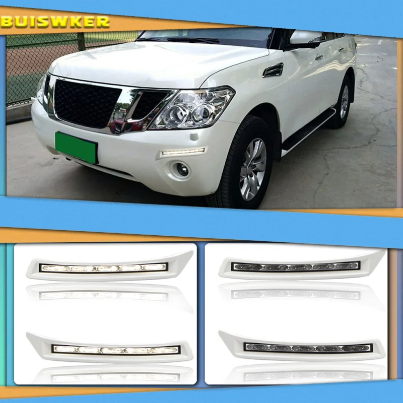 

2pcs Front Bumper Driving LED Daytime Running Light Insert Lamp Kit For Nissan Patrol Y62 2012-2015