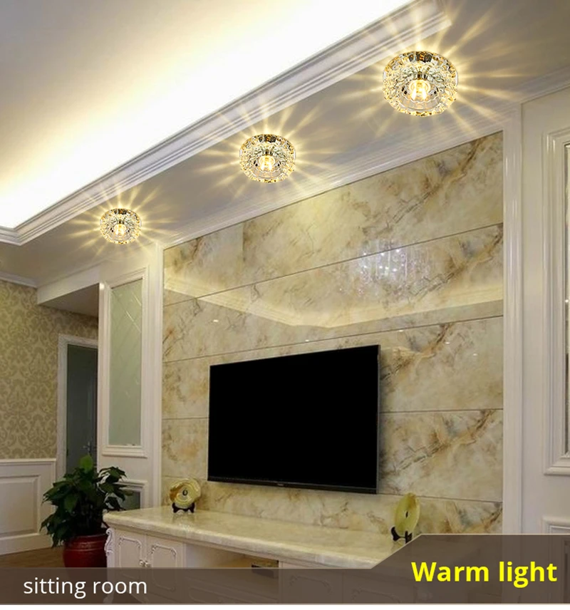 3W Modern kristal koridor gömme LED tavan lambası koridor ışıkları LED tavan ışıkları balkon lambası sundurma koridor koridor