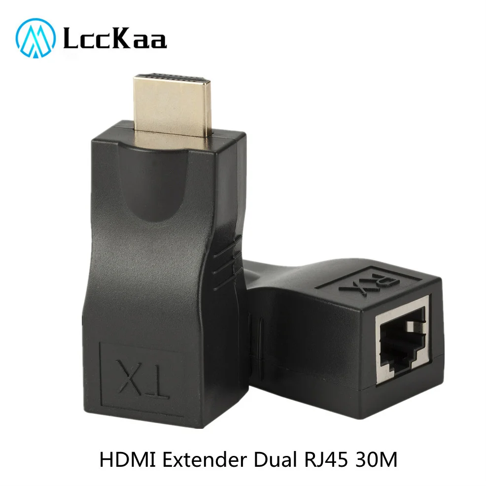 LccKaa 4K HDMI-compatible Extender RJ45 Ports LAN Network HD Extension 30m Over CAT5e/6 UTP LAN Ethernet Cable for HDTV Monitor