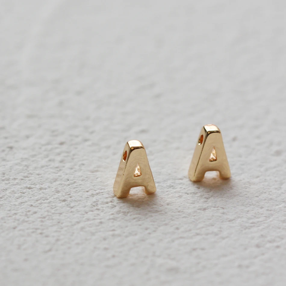 2 Pieces Solid Brass Premium Gold Plated Alphabet Spacer - Letter Spacer - 6mm (4533-3C)