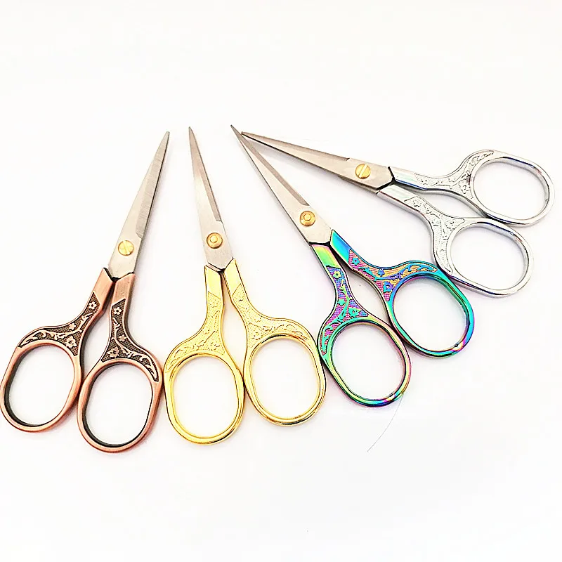 

Retro plum blossom scissors Stainless steel embroidery scissors Hand made household small scissors diy hand tool Color gold