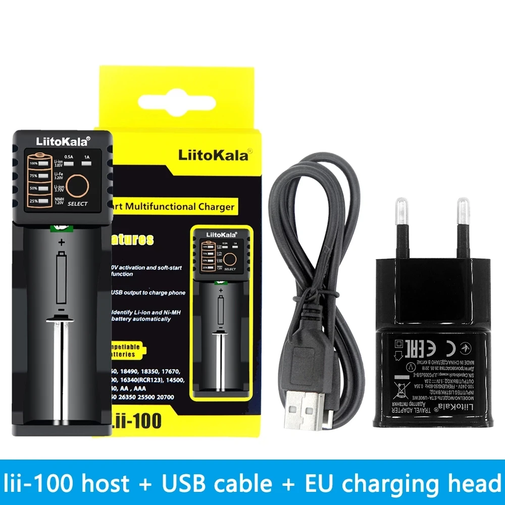 LiitoKala Lii-100 lii-202 Lii-402 18650 Chargeur de batterie Gießen 26650 16340 RCR123 14500 LiFePO4 1,2 V Ni-Mh Ni-cd intelligente