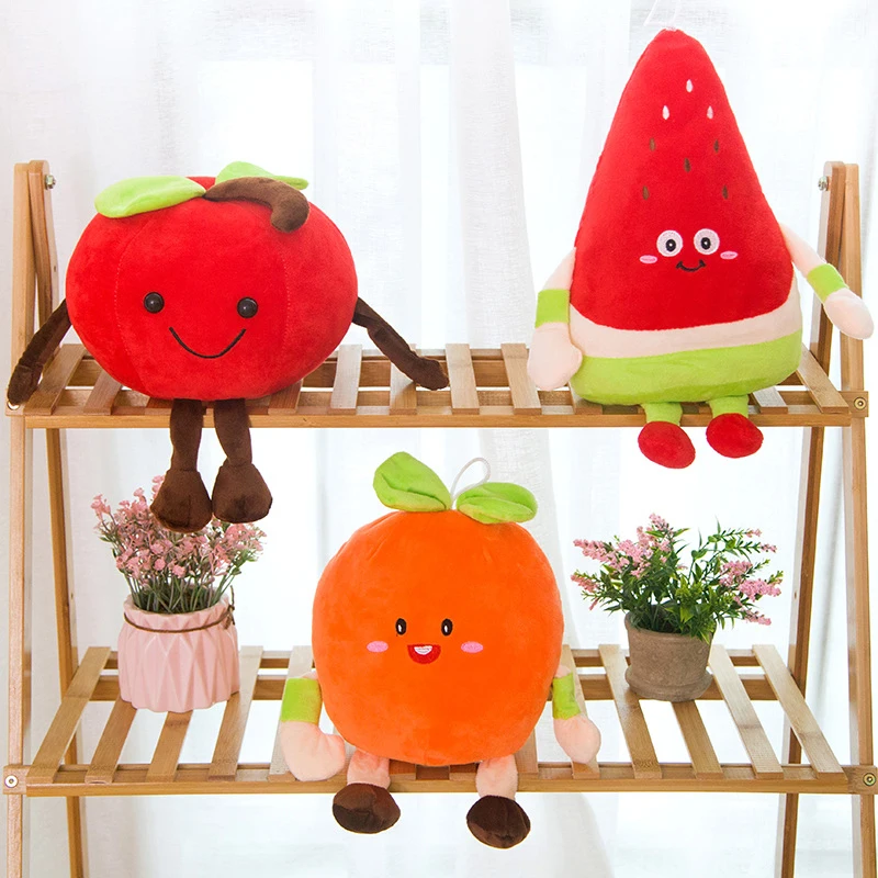 30-60CM Fruit And Vegetable Plush Toy Banana Cherry Watermelon Fruit Pepper Pumpkin Carrot Cigarette Bottle Creative Toy