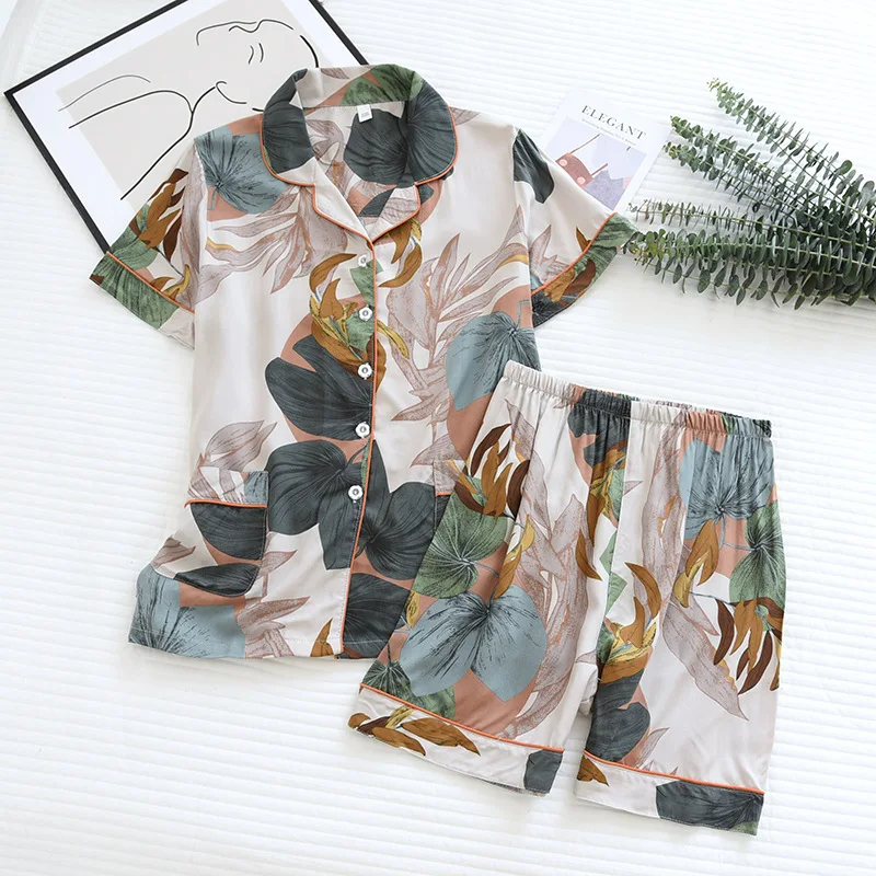 

New Women's Pajamas Thin Section Short-Sleeved Shorts Large Floral Print Pajamas Home Service Summer Ladies Pajamas For Women