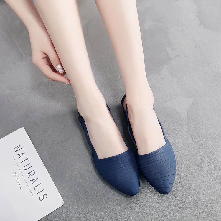Women Sandals Women Pumps Pointed Toe Jelly Shoes Soft Sole Low Heel Sandals Daily Street Beach Outdoor Casual Shoes Pink 695