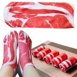 Steak Gift Weird Novelty Funny Chef Joke Beef Meat Socks Vegan Bacon Pork Gag Socks Cotton Sox New Year's Gift for Firends 2024