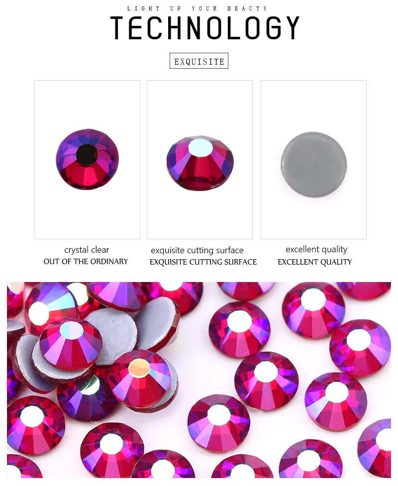 QIAO Mehrfarbige SS6-SS30 Kristallglas-Glitzer-Strasssteine mit flacher Rückseite, Hotfix-Strasssteine für Nagelkunst, Näharbeiten und Stoffdekoration. – Detail 5