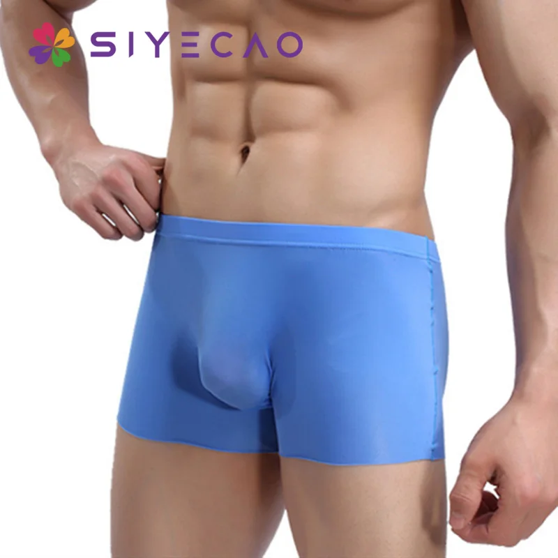 

Mens Boxers Underwear Men Boxer Seamless Slip Homme Sexy Silk Underpants Shorts Transparent Cueca Masculina Male Mid-rise Pants