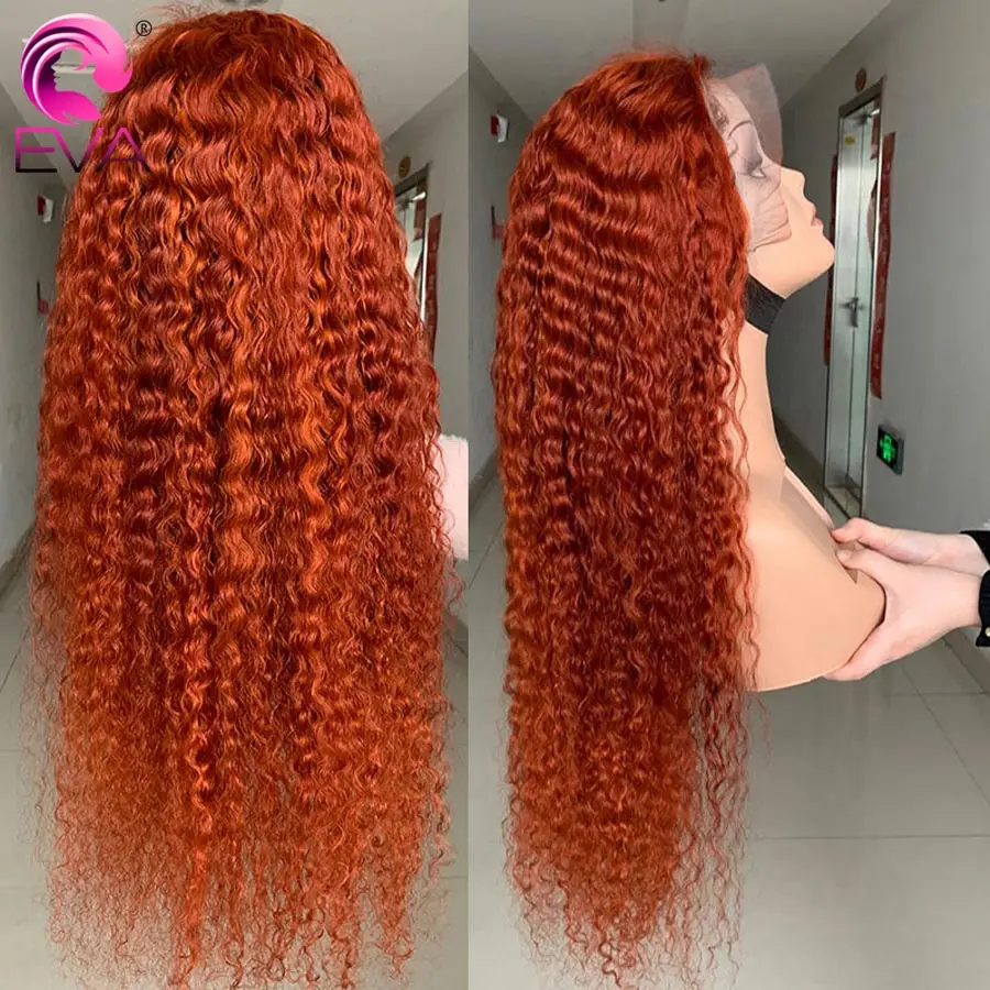 

Ginger Orange Lace Front Wig 250% Density Lace Front Human Hair Wigs Pre Plucked Colored Curly Human Hair Closure Wigs For Women