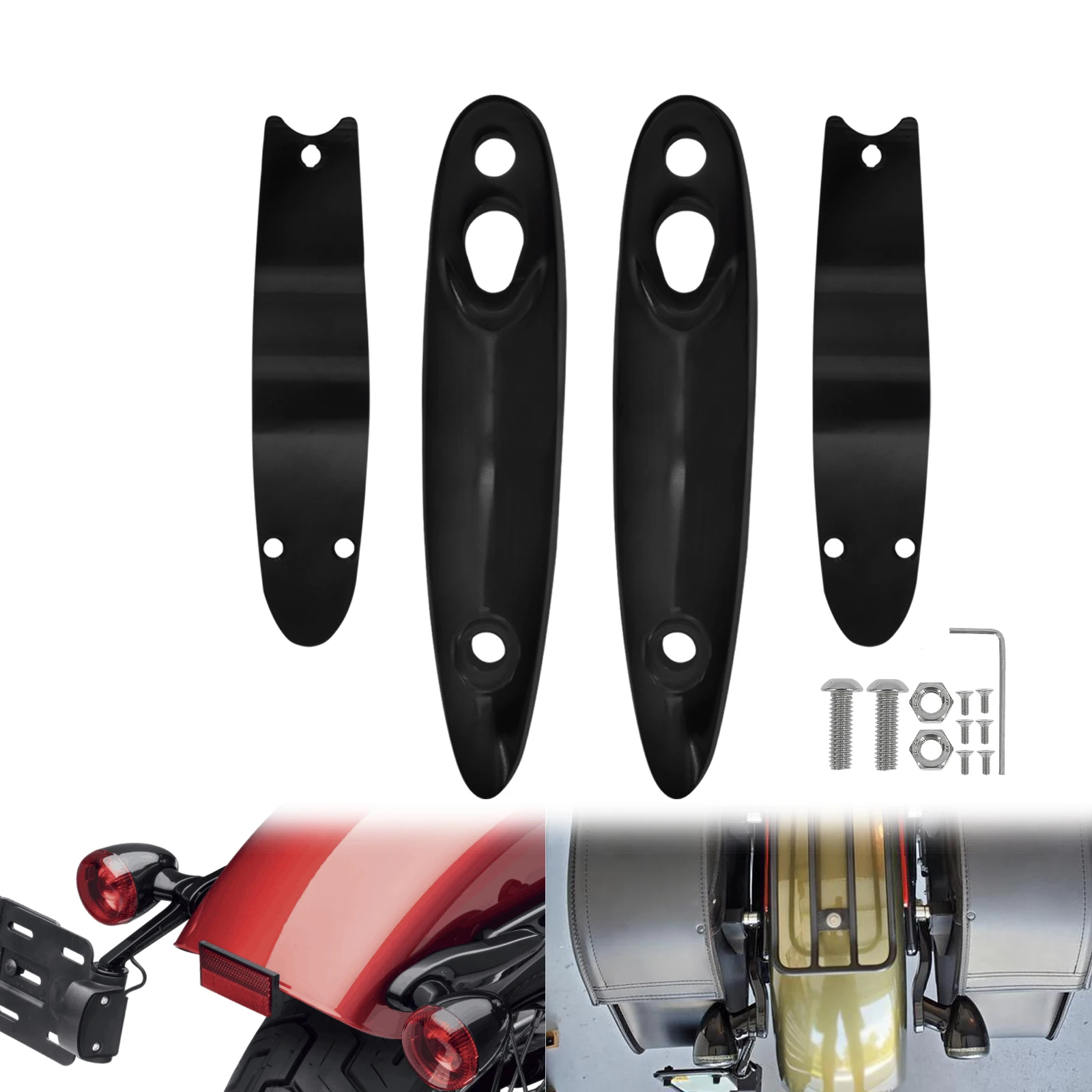 Motorcycle Rear Turn Signal Relocation Kit Indicators Extension Bracket Black/Chrome For Harley Sofatil Fat Boy Slim Breakout
