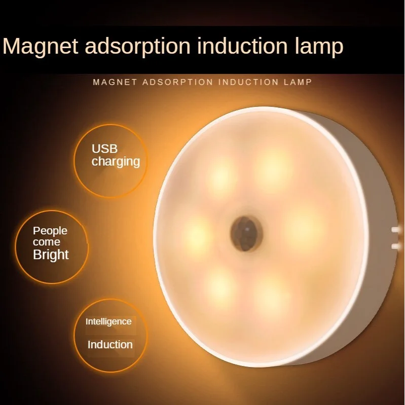 

Умная Индукционная лампа человеческого тела, светодиодный ночник для коридора, перезаряжаемая Беспроводная прикроватная тумбочка для дома, коридора, гардероба