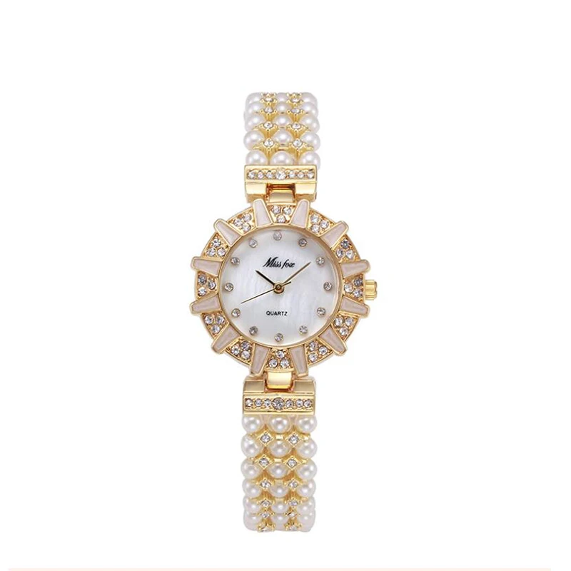 Aokaishen Watch for Women Pearl Quarz Day Date Alloy Real Gold Plated Fashion Jewelry 2021 Trend Free Shipping Items