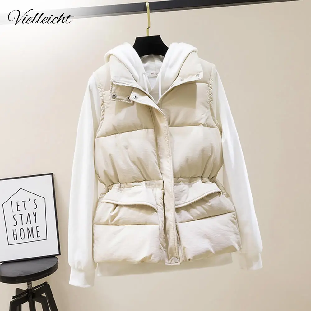 Vielleicht New Autumn Vest Chalecos Para Mujer Winter Vest Women Short Vest New Korean Stand Collar Down Cotton Waistcoat Female