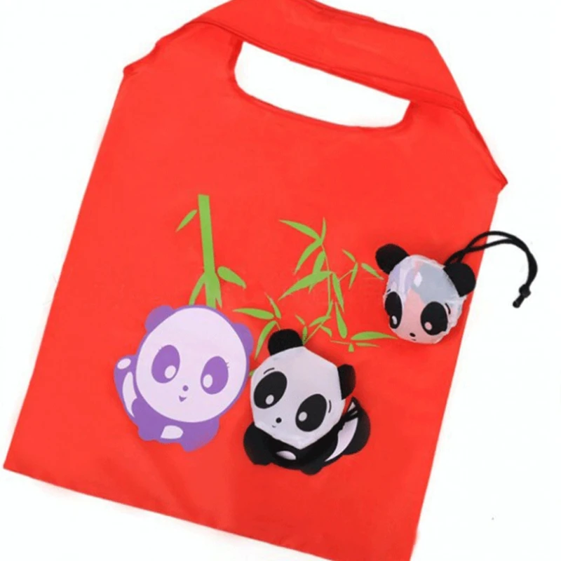 Lovely and cute Panda style Nylon folding Shopping Bag Foldable Plastic storage Bags