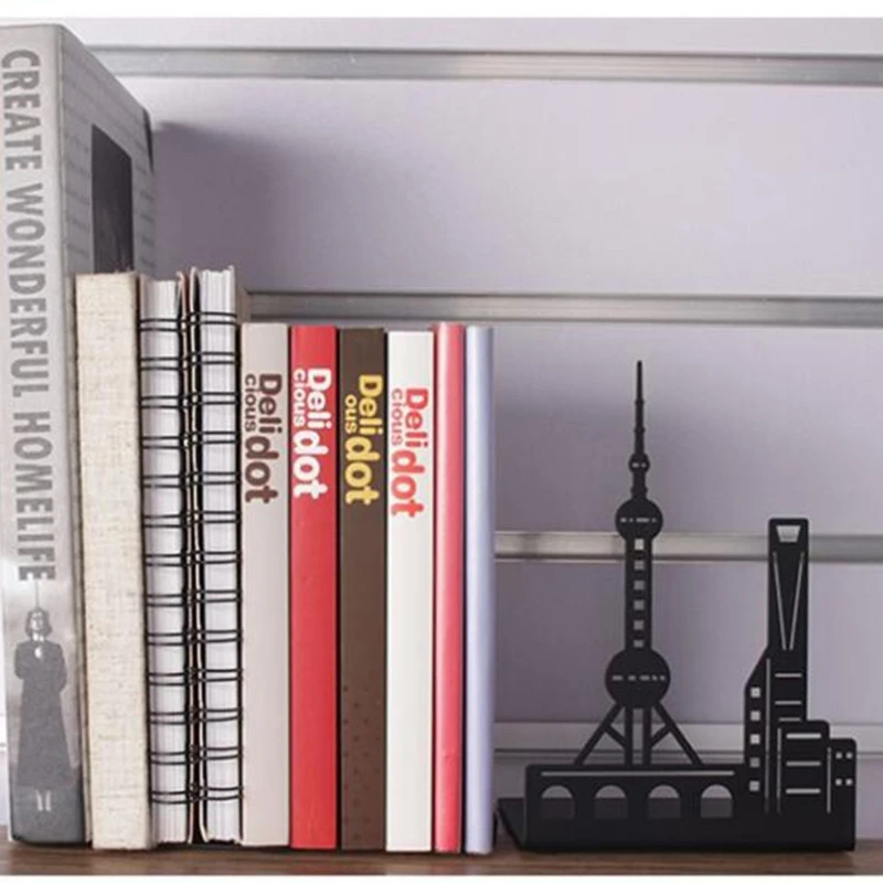 1 Pc Creative Art Design Metal Book Stoppers Creative Landmarks Building Bookends Book Creative Birthday Gifts