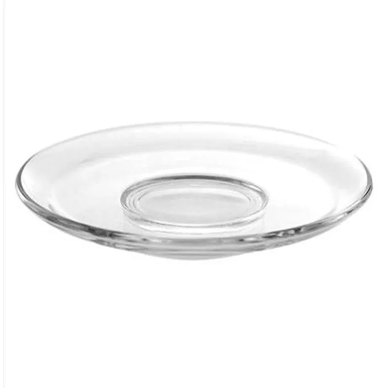 Heat Resistant Clear Round Machine Pressed Glass Charger Plate, Dish Plates for Jewelry Snack Cup Mug