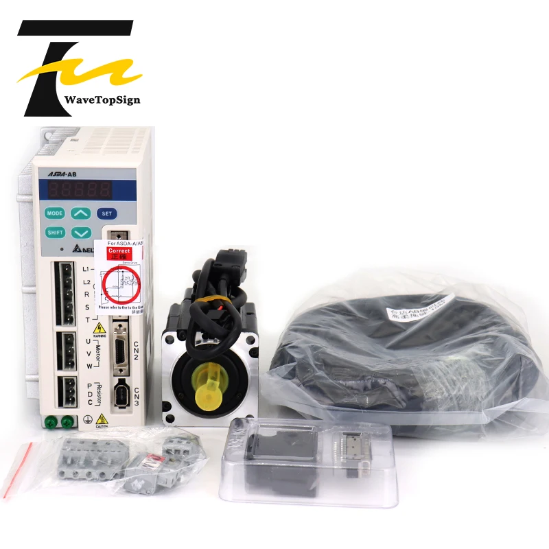 

Комплект серводвигателя WaveTopSign Delta 200W AB Series ASD-A0221-AB ECMA-C30602ES 0.64Нм 1.55А 3000 об/мин