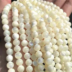 6/8/10/12mm Natural Shell Beads White Mother of Pearl Freshwater Loose Round Beads For Jewelry Making DIY Bracelet Necklace 15