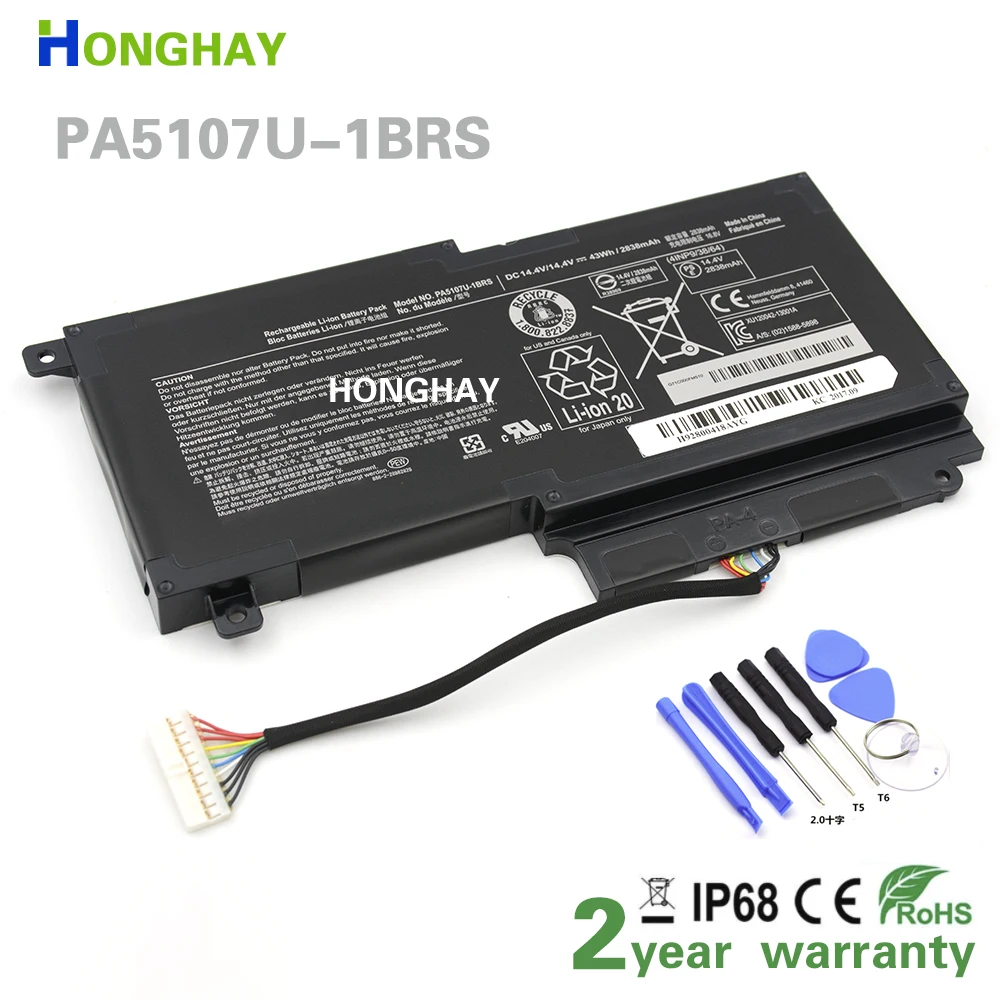 Honghay PA5107U-1BRS Laptop Battery For Toshiba Satellite L45 L45D L50 S55 P55 L55 L55T P50 P50-A P55 PA5107U14.4V 43Wh 2838mAh