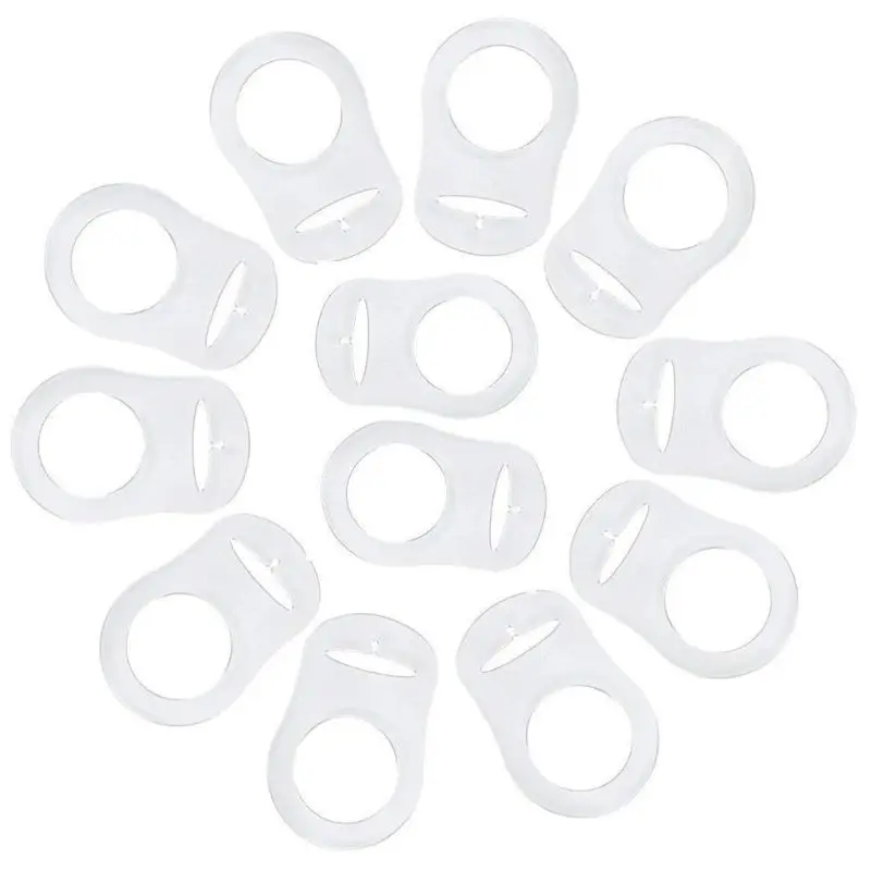 12pcs Transparent Silicone Button Ring Dummy Pacifier Holder Clip Adapter for Baby MAM Soother