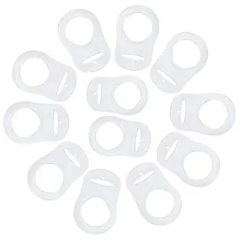 12Pcs Transparant Siliconen Knop Ring Dummy Fopspeen Houder Clip Adapter Voor Baby Mam Fopspeen