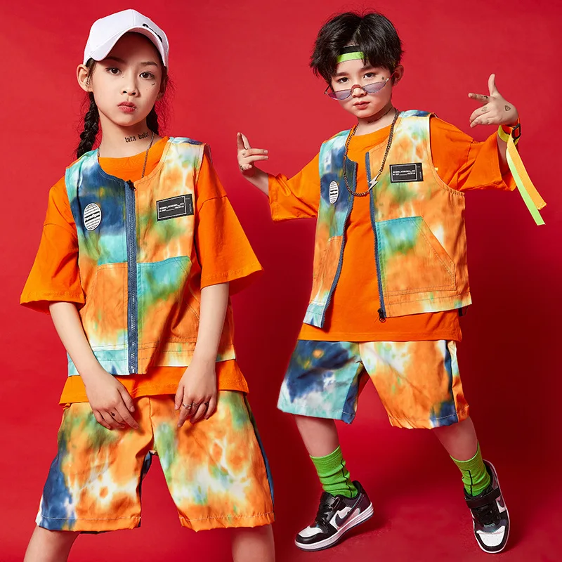 Vêtements Kpop Hip Hop pour enfants, t-shirt surdimensionné imprimé, veste sans manches, short Streetwear pour filles et garçons, vêtements de danse Jazz