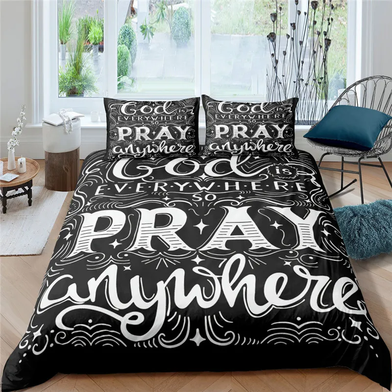 Home Living Luxury 3D God Language Bedding Set Comfortable Duvet Cover Set Kids Bedding Set Queen and King EU/US/AU/UK Size