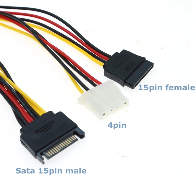 SATA 15 broches mâle vers 600 + 4 broches 600 SATA, alimentation du châssis d'ordinateur, utilisé pour le disque dur IDE vers SATA série