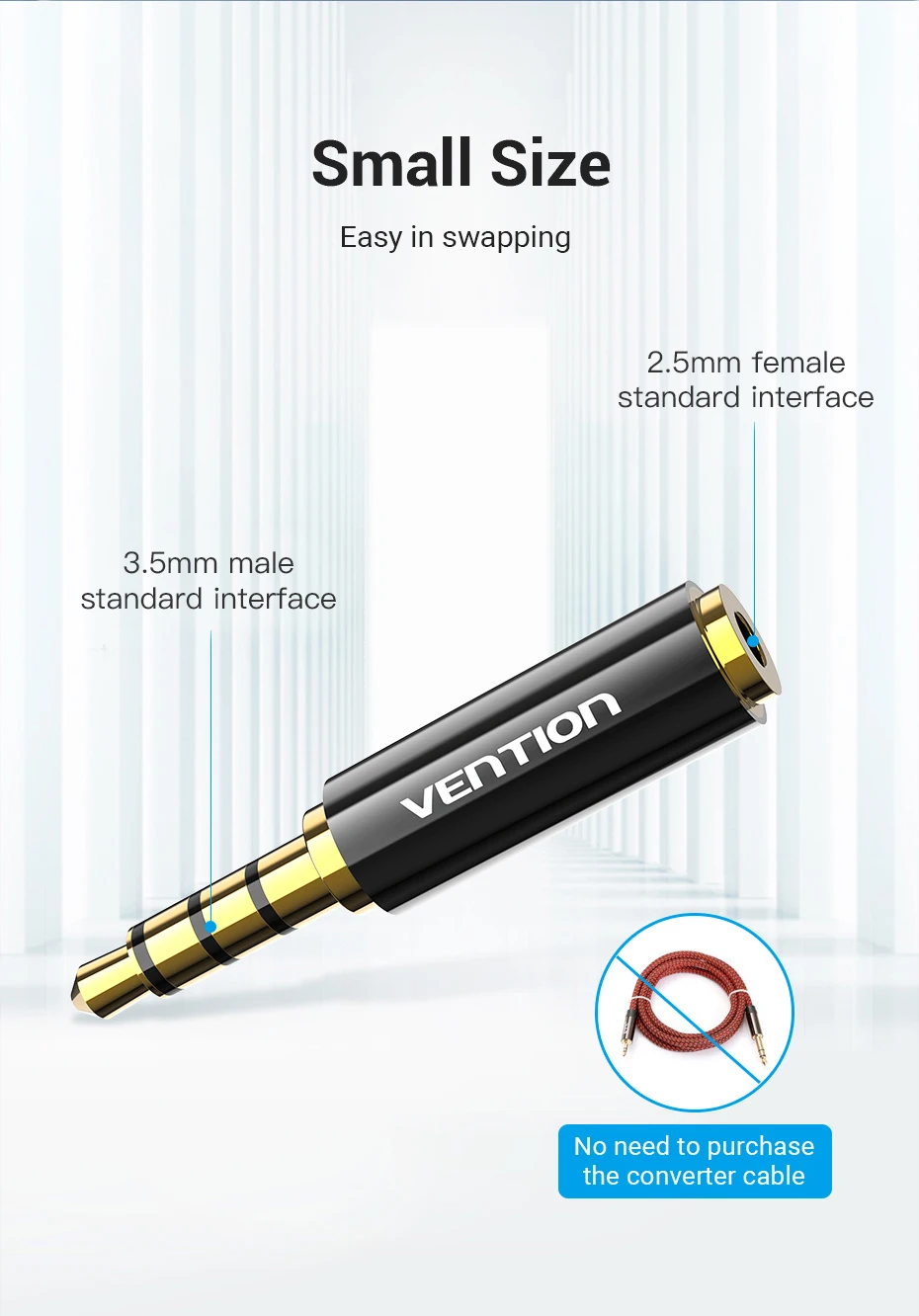 Vention Jack 3,5 mm auf 2,5 mm Stecker auf Buchse Audio-Adapter für Lautsprecher Laptop Kopfhörer Jack Aux-Kabelanschluss 2,5 auf 3,5 – Detail 12