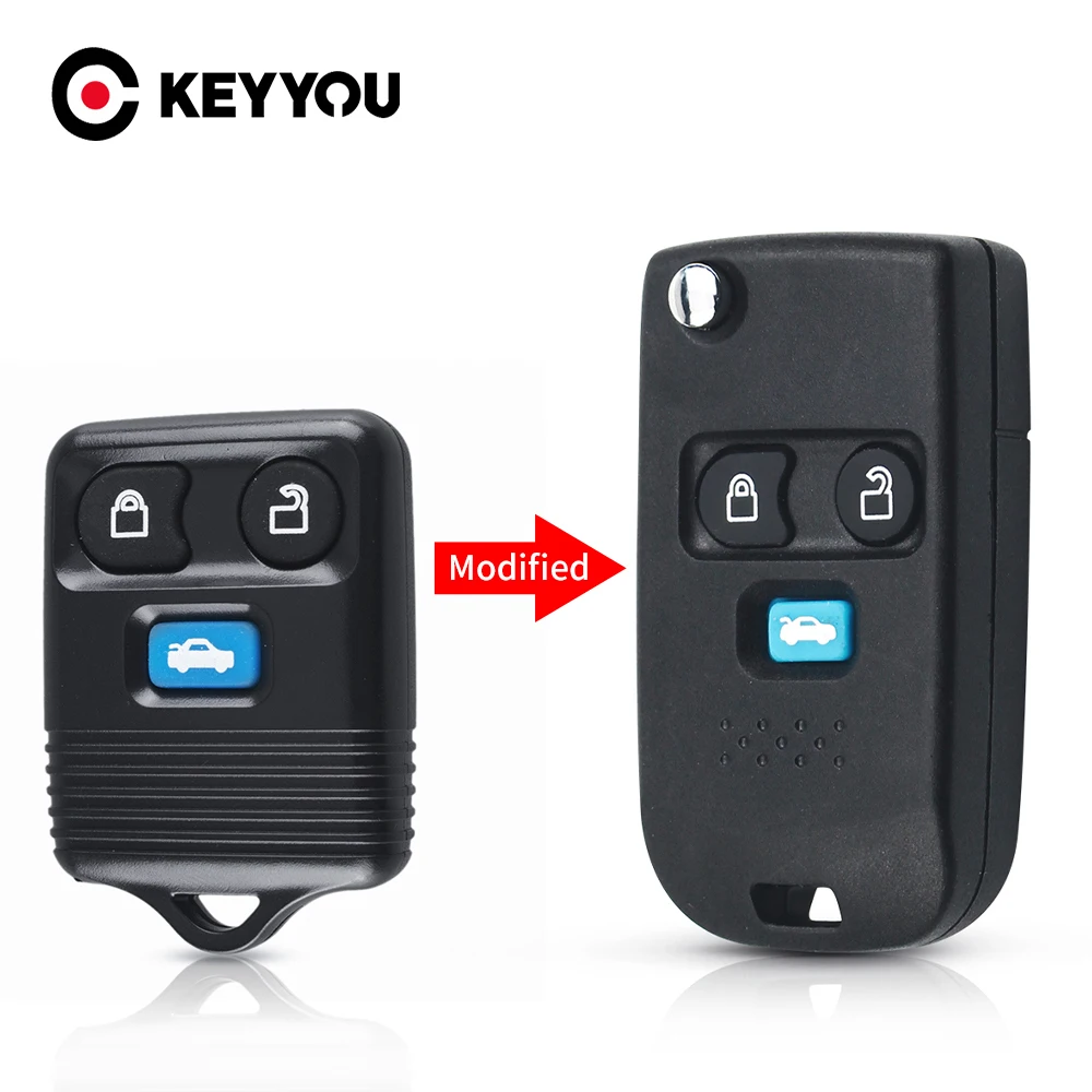 

KEYYOU 3 Buttons Modified Flip Fob Remote Car Key Shell Keyless For Ford Transit MK6 Connect 2000 2001 2002 2003 2004 2005 2006