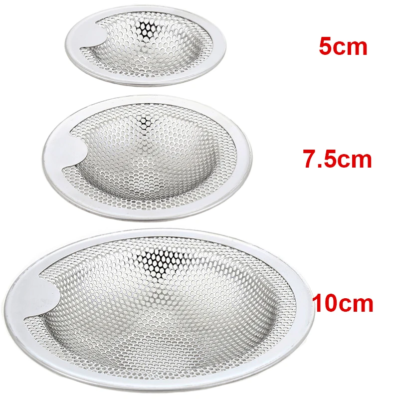 Kitchen Stainless Steel Mesh Sink Strainer Drain Hole Filter Food Slag Trap Filter Cleaner Bathroom Hair Catcher Stopper Plugs