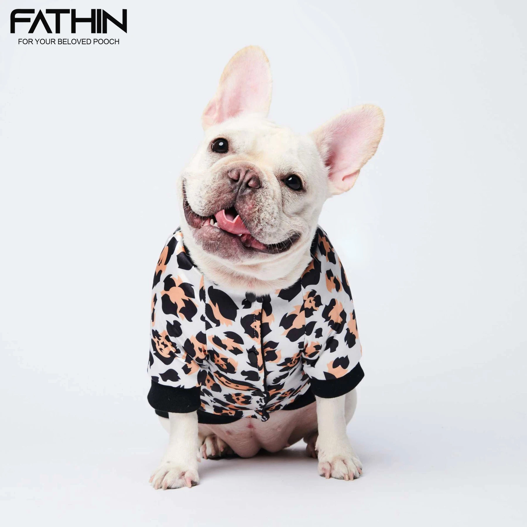 FATHIN dog winter clothes Warm Fashion french bulldog Leopard clothes for doggies S-XXXL