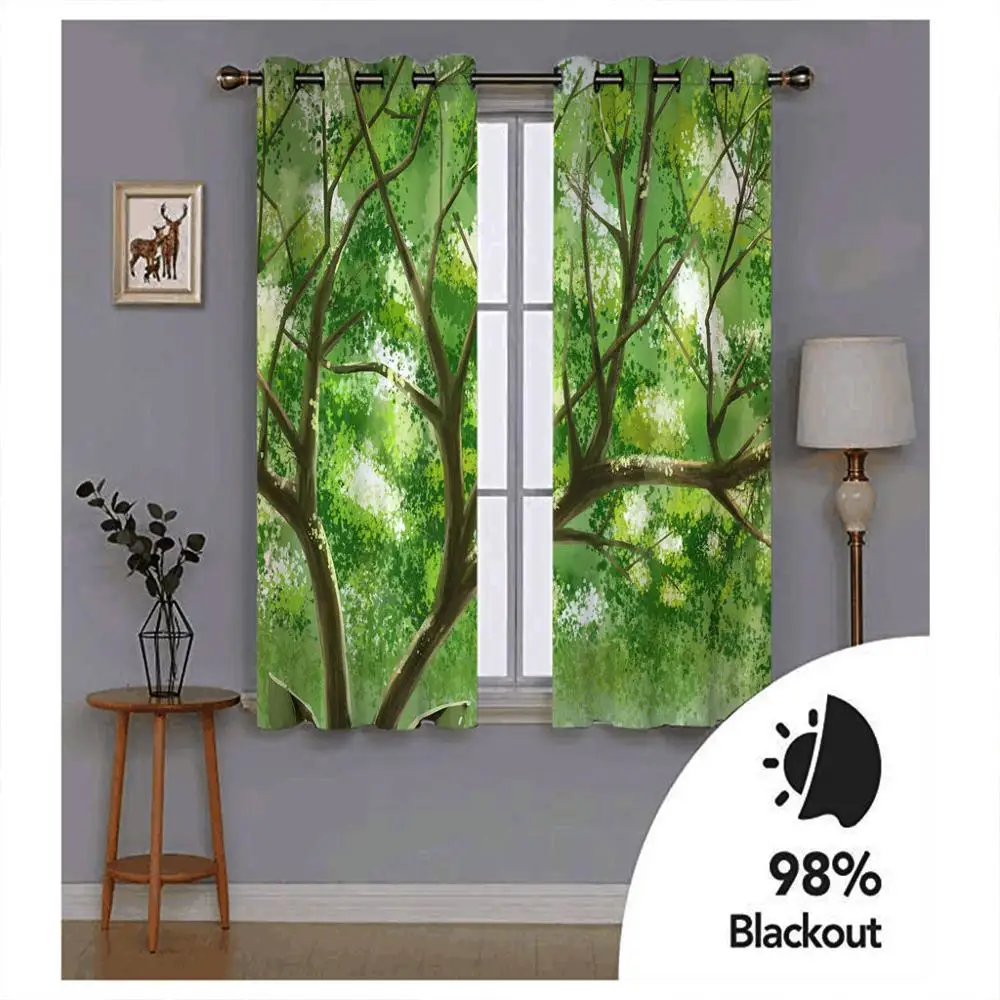 green forest curtains Customized 3d curtains new bay window balcony thickened windshield blackout curtains