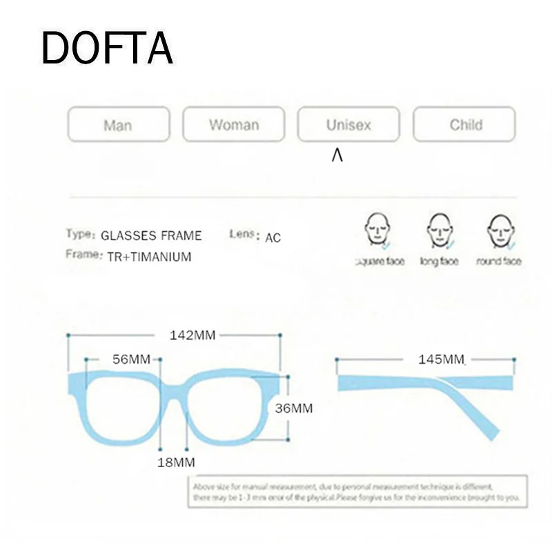 DOFTA Pure Titanium Myopia Eye Glasses Frames Men Retro Retangle Prescription Eyeglasses For Women Vintage Optical Eyewear 5379