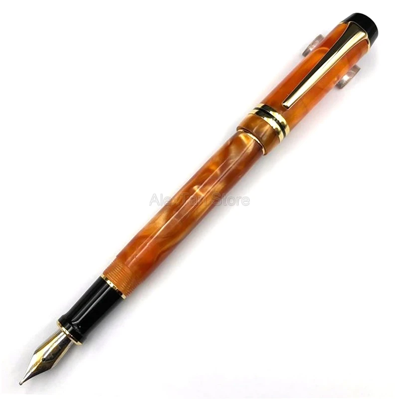 Kaigelu 316 Business Marble Celluloid Fountain Pen 22KGP Medium Nib Orange Phantom Pattern For Writing Gift Pen